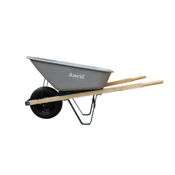 Anvil 6 cu. ft. Steel Wheelbarrow with a Pneumatic Tire and Wood Handles