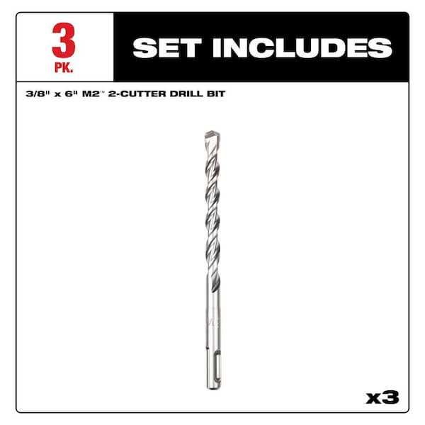 SDS PLUS M2 2-Cutter 3/8 in. x 6 in. Drill Bit-3 Pack
