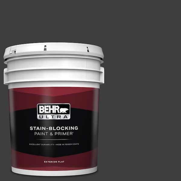 BEHR ULTRA 5 gal. #T13-3 Black Lacquer Flat Exterior Paint & Primer