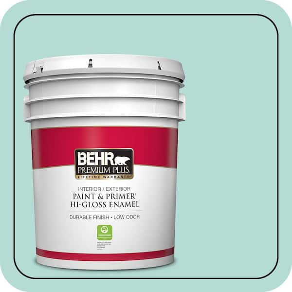 BEHR PREMIUM PLUS 5 gal. #490C-3 Balmy Seas Hi-Gloss Enamel Interior/Exterior Paint & Primer