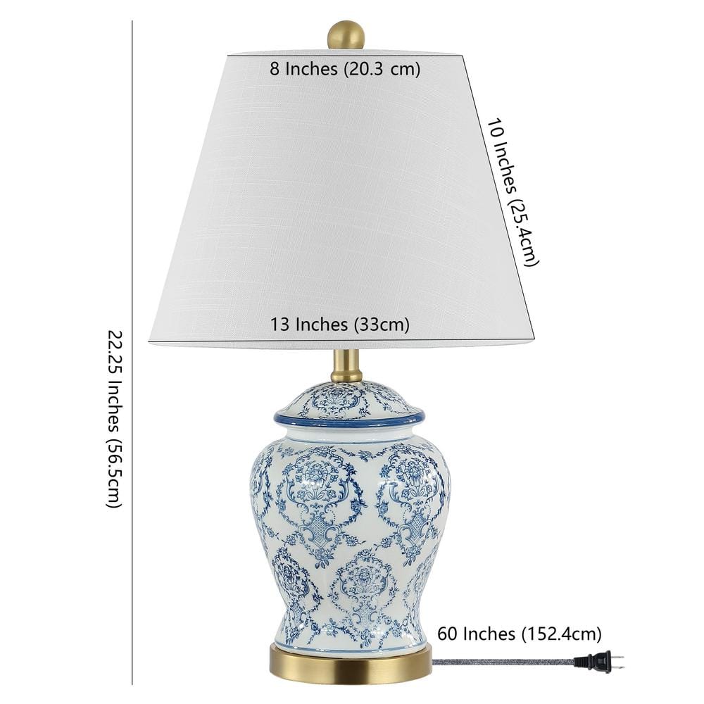 Blue and White Ceramic Chinoiserie Table Lamp with Empire Shade