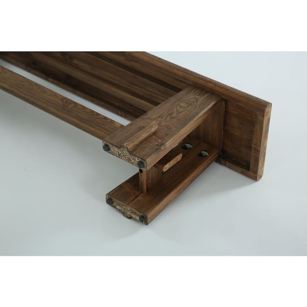 Rita 59 in. Rustic Brown Wood Rectangular Entryway Bench Hallway Living Room Modern Simple Shoe Stool 4-Legs