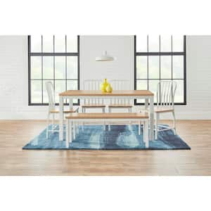 Donnelly White Metal Dining Bench with Natural Finish Wood Seat (48 in. W x 18 in. H)