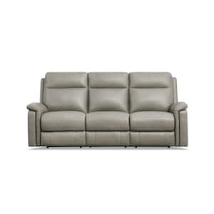 Stanfield 88 in. W Flared Arms Leather Straight Zero Gravity Power Reclining Sofa in Gray