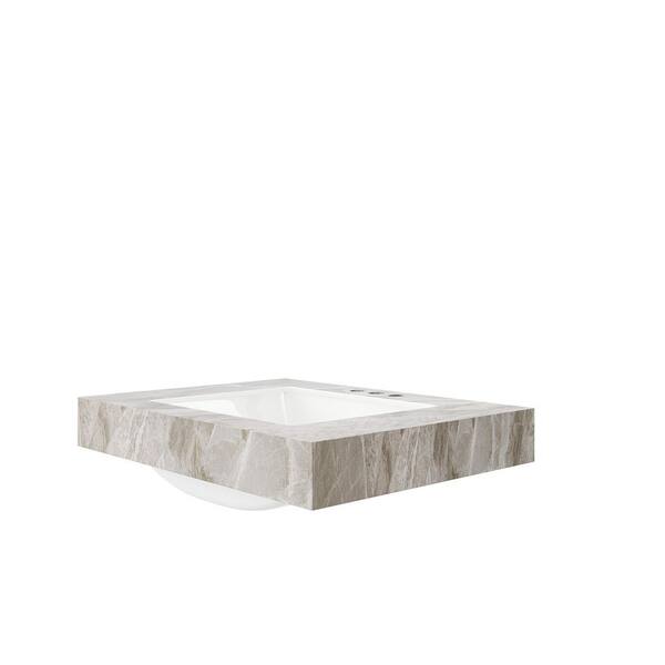 30 in. Undermount Bathroom Sink in Light Gray Sintered Stone
