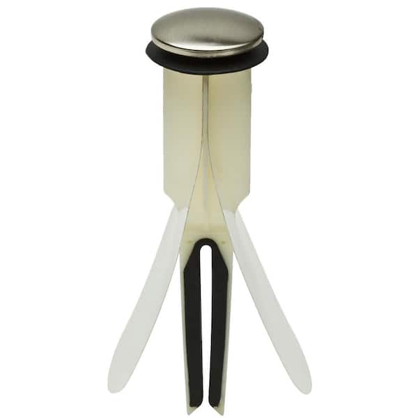 PF WaterWorks 1.5 in. Cap Dia HairFREE Universal, No Clog, Easy Install/Remove Pop-Up Stopper in Brushed Nickel