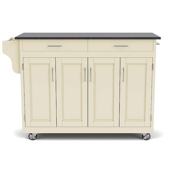 HOMESTYLES Create-a-Cart White Kitchen Cart with Black Granite Top