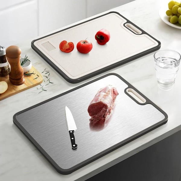 15 in. x 10 in. Double-Sided Titanium and Wheat Straw Cutting Board, Slate Rectangle