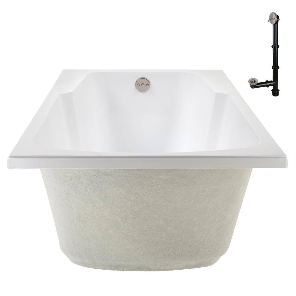 72'' x 36'' Glossy White Acrylic Drop-In Soaking Bathtub