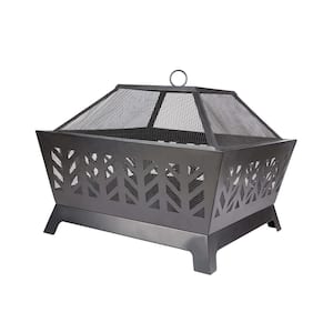 26 in.W X 23 in.H Outdoor Cast Iron Wood Black Fire Pit