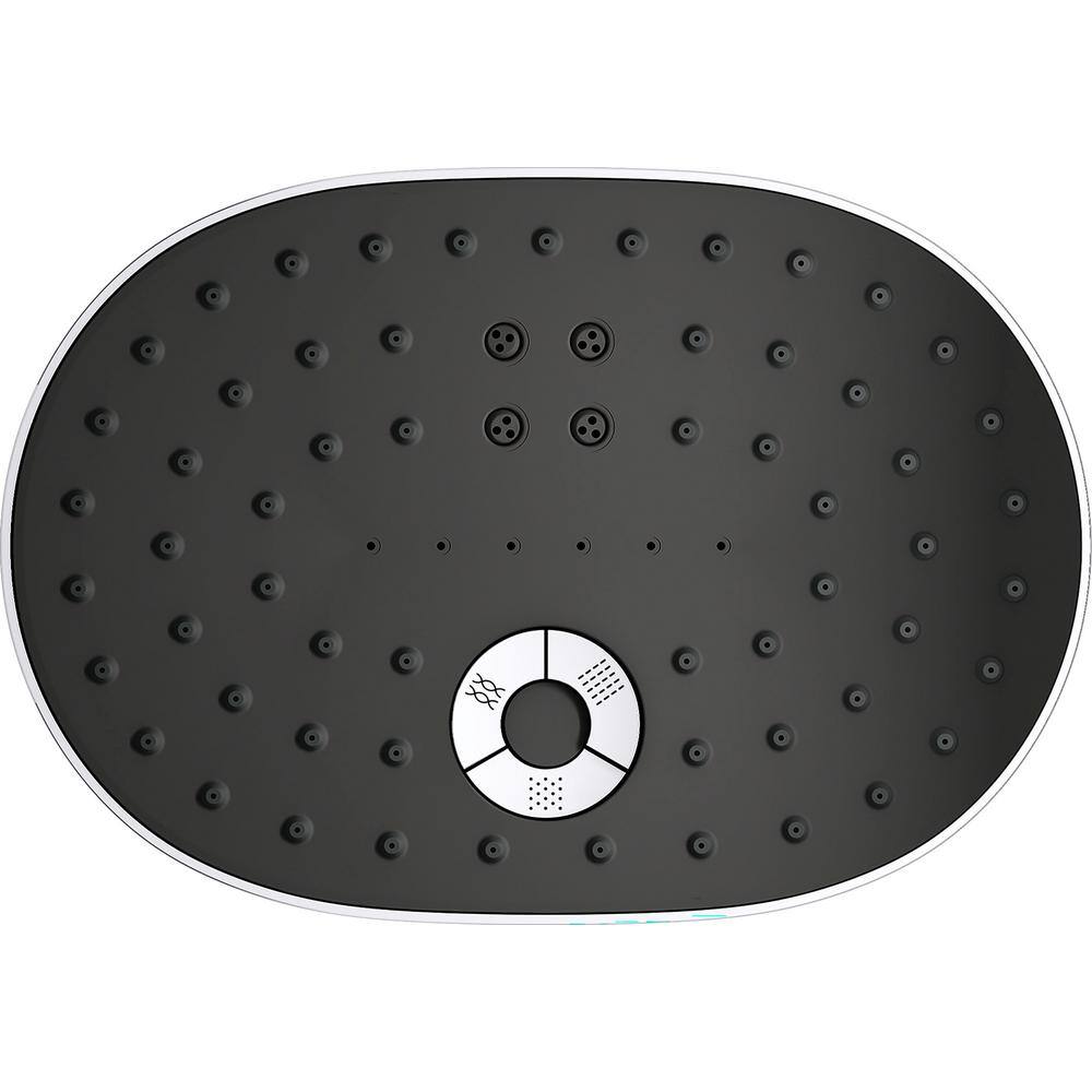 Chrome Oval Multifunction Wall Mounted Showerhead