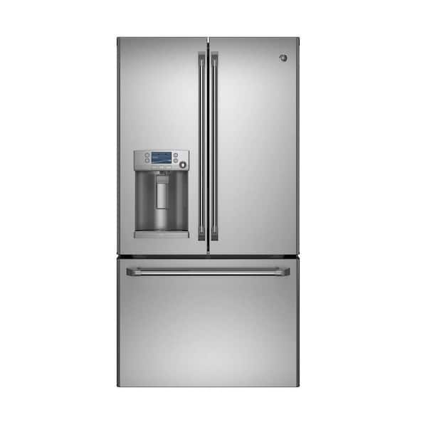 Cafe 27.8 cu. ft. French Door Refrigerator with Hot Water in Stainless Steel