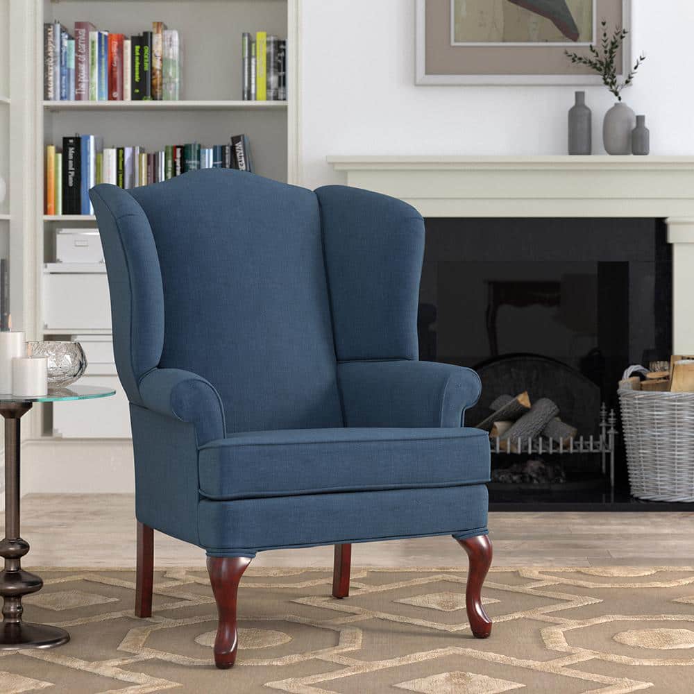 Crawford 28 in. Sky Fabric Wing Back  Arm Chair