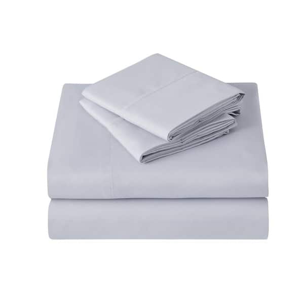 Kathy Ireland Microfiber 4-Piece Light Grey Solid Queen Sheet Set
