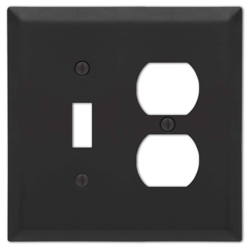 Matte Black Zinc Alloy Single Toggle Duplex Wall Plate