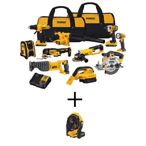 DEWALT Kit combo 20V MAX sans fil (10 outils) avec (2) batteries