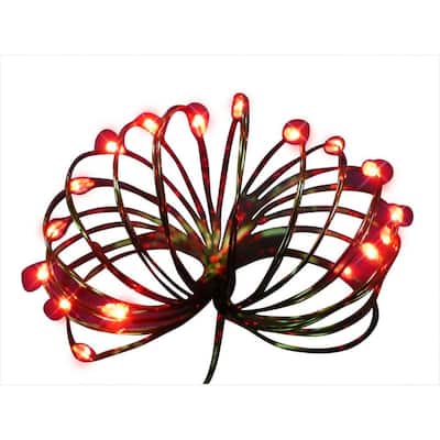 9 ft. 36-Light Battery Operated LED Red Ultra Slim Wire (Bundle of 2)