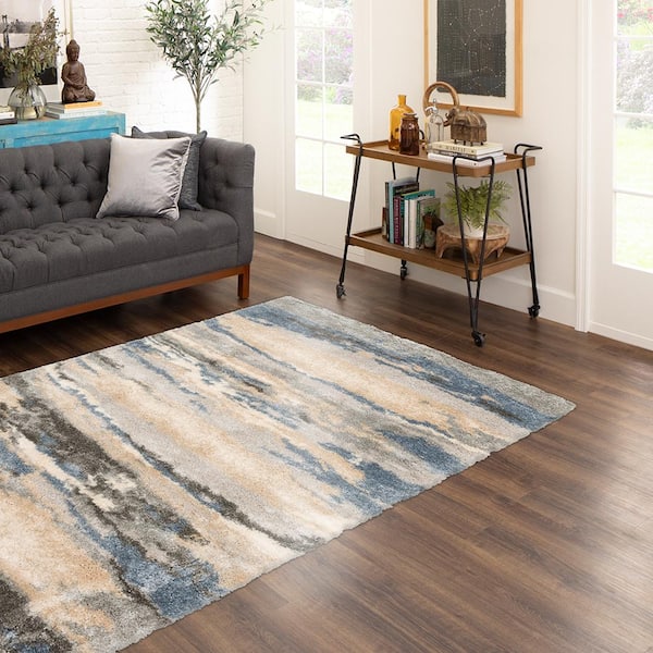 Tidewater Blue/Grey 5 ft. 3 in. x 7 ft. Indoor Area Rug