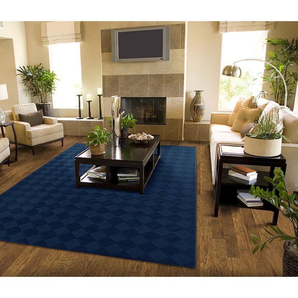 Navy Diamond Tufted 5' x 7' Stain-Resistant Area Rug