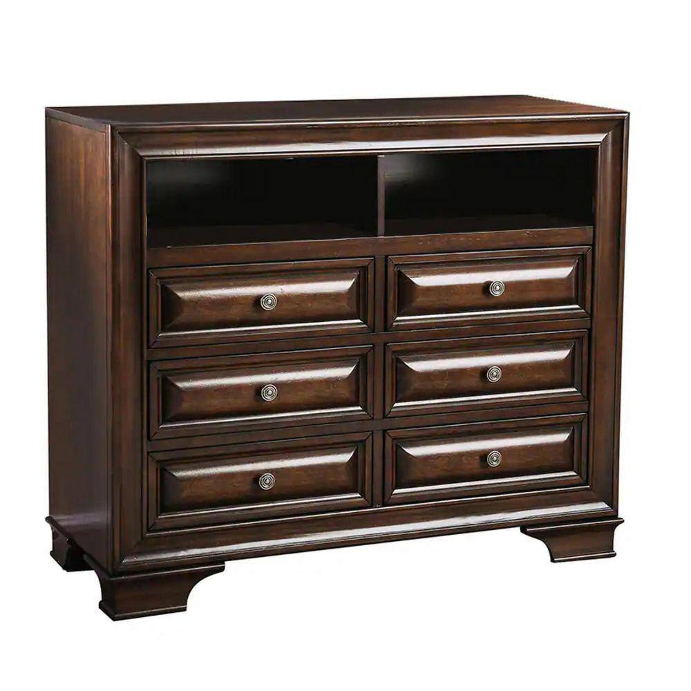 Benjara 17 in. Brown 6Drawer Wooden Chest of Drawers BM181395 The