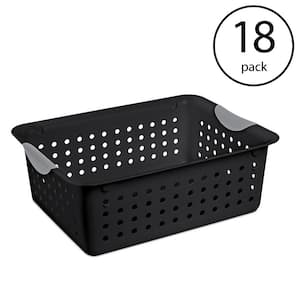 1624 0.5 Gal. Medium Ultra Storage Tote Plastic Basket with Contoured Handles in Black