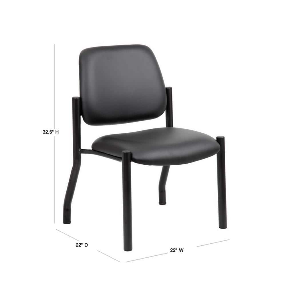 Sleek Mid-Back Armless Guest Chair in Antimicrobial Black Vinyl