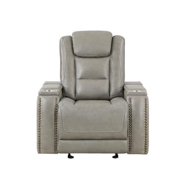 NEW CLASSIC HOME FURNISHINGS New Classic Furniture Breckenridge Gray Leather Glider Recliner