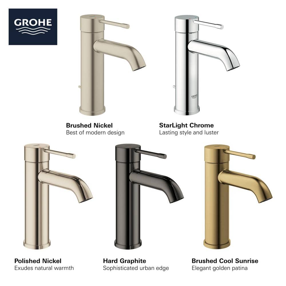 Essence Modern Single-Hole Brass Bathroom Faucet in Brushed Grey