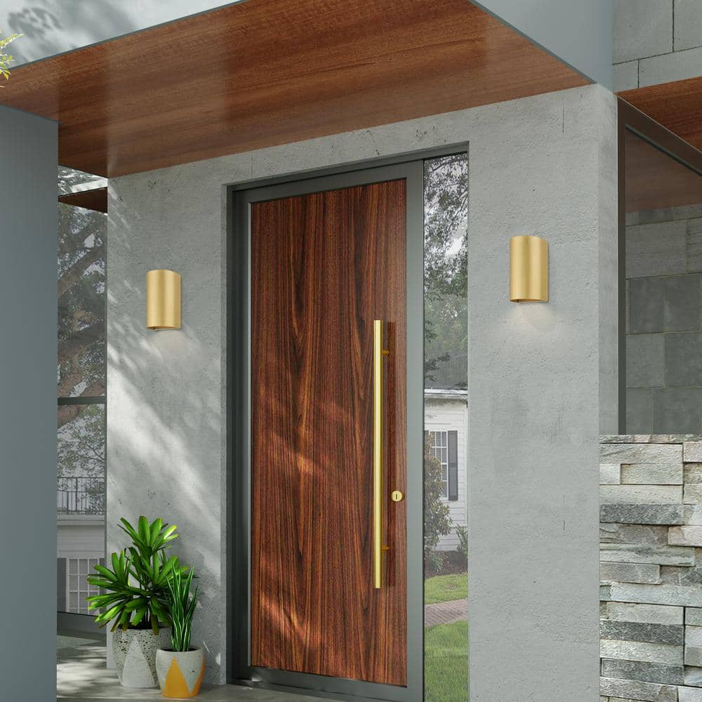 Satin Gold Handcrafted Steel Outdoor Wall Sconce