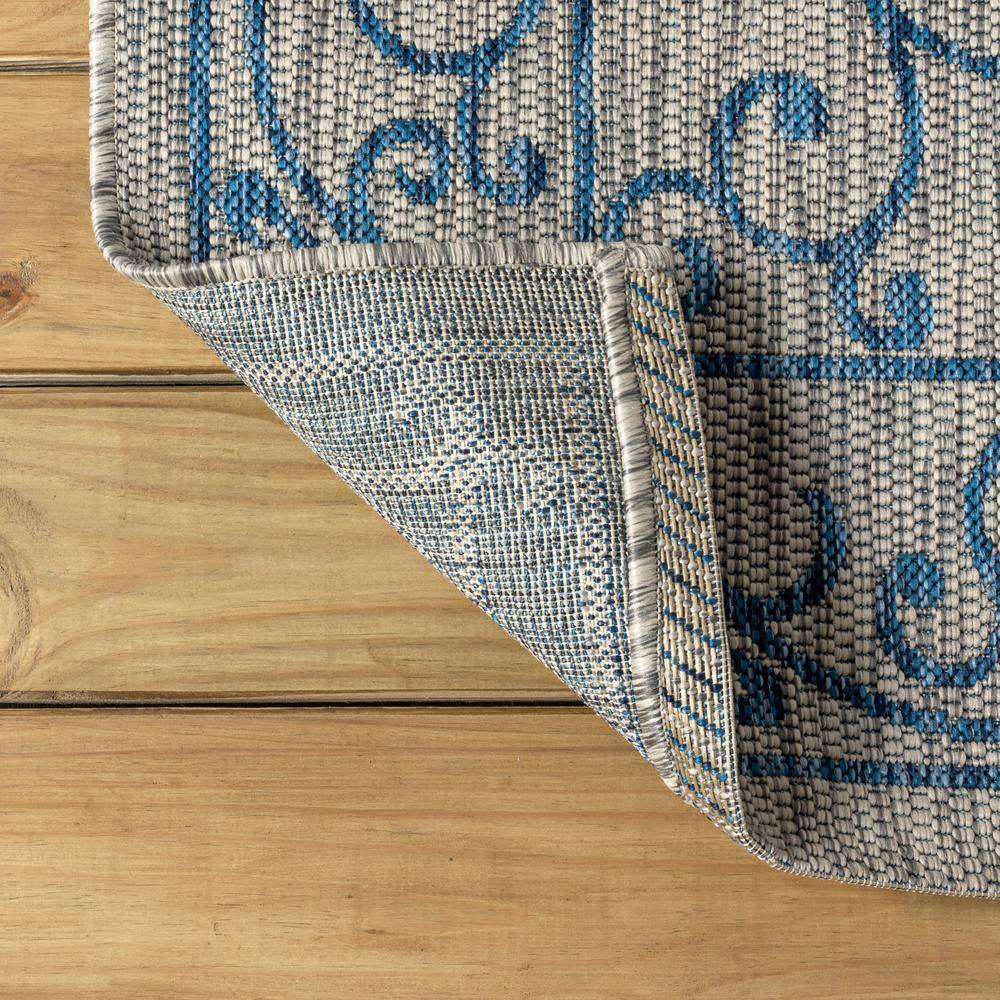Boho-Chic Vintage Filigree Gray/Navy Indoor/Outdoor Runner Rug