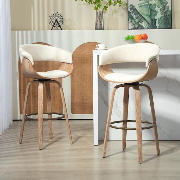 Berkeley Beige Upholstered Fabric Bar Stool