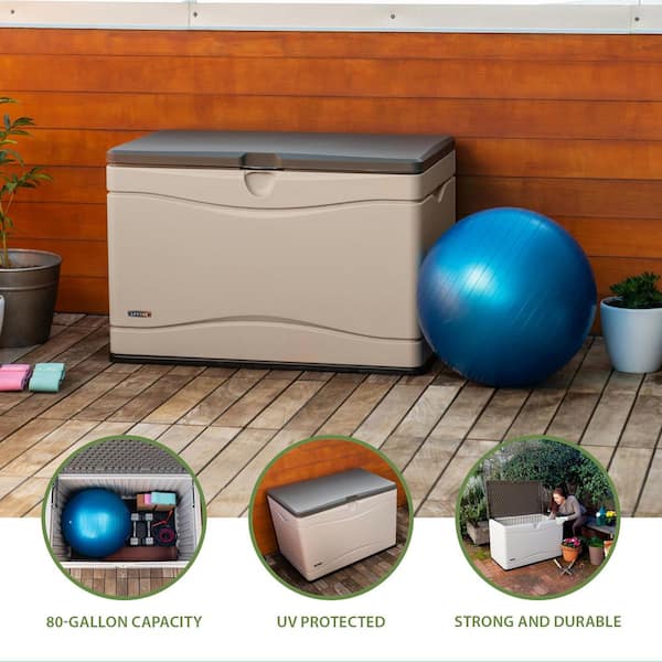 Lifetime 80 Gal. Polyethylene Outdoor Resin Deck Box 60103 - The