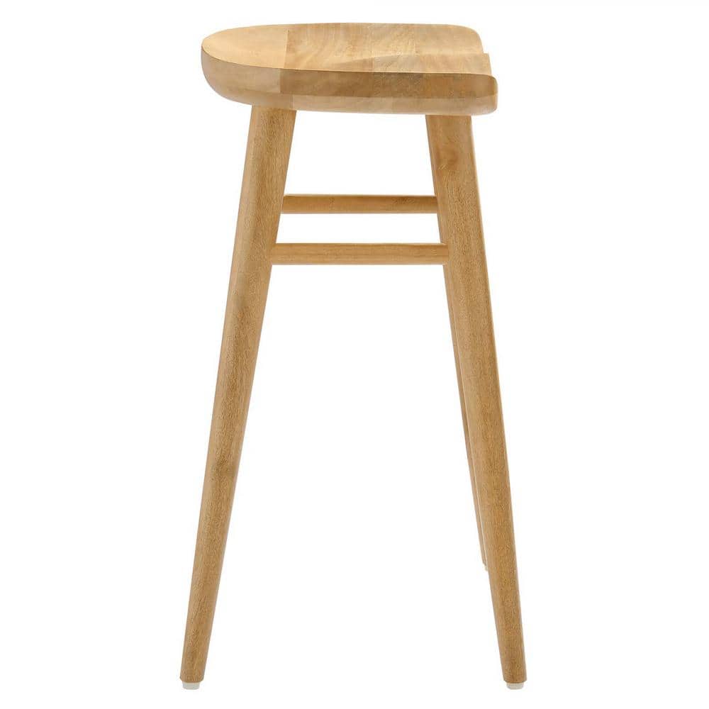 Saville Oak Adjustable Backless Saddle Counter Stools Set