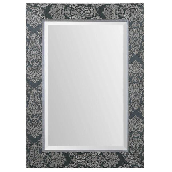Unbranded 37.5 in. x 27.5 in. Slate Gray Rectangle Framed Mirror