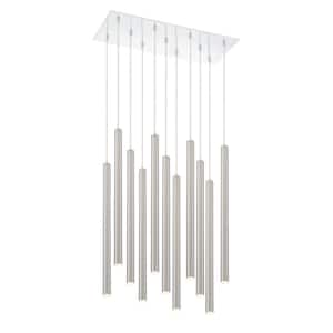 Forest 5 W 11 Light Chrome Integrated LED Shaded Chandelier with Brushed Nickel Steel Shade