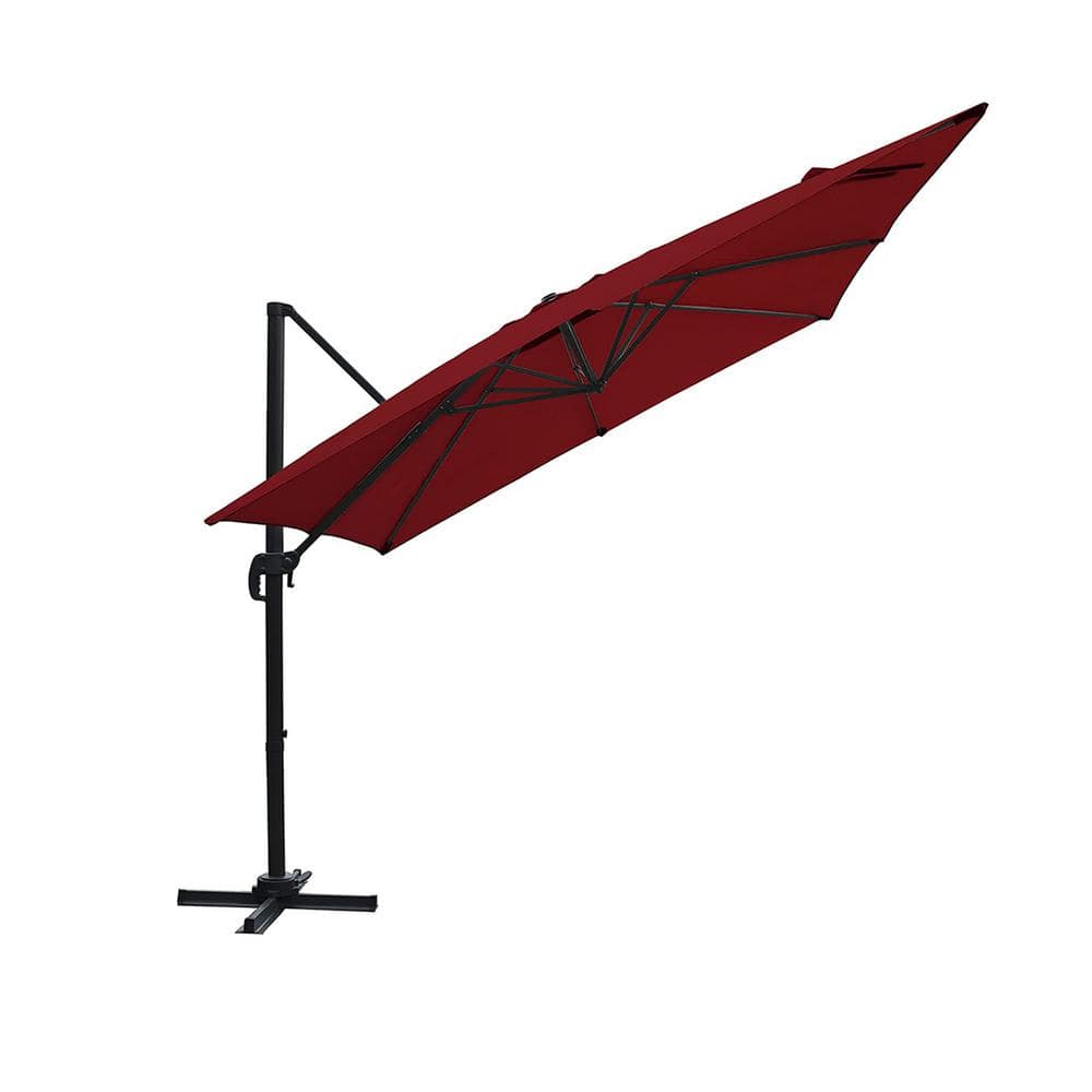 SUNRINX 10 ft. Cantilever Patio Umbrella with Foot Pedal in Red MG3051