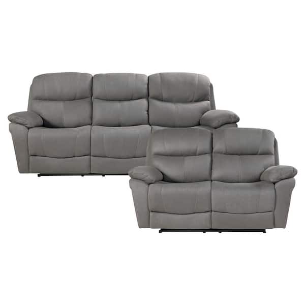 EVERGLADE HOME Mackay 154 in. W Round Arm Microfiber Rectangle Sofa in Gray with 5-Seats