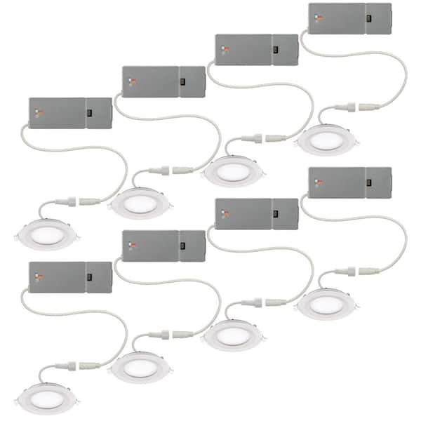ETI LIGHTING 3 in. Canless Integrated LED Recessed Light Trim 550 Lumens Adjustable CCT Kitchen Bathroom Remodel Wet Rated (8-Pack)
