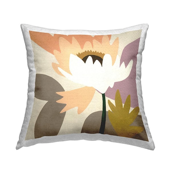 Stupell Industries Modern Blooming Anemone Beige Square Outdoor Throw Pillow