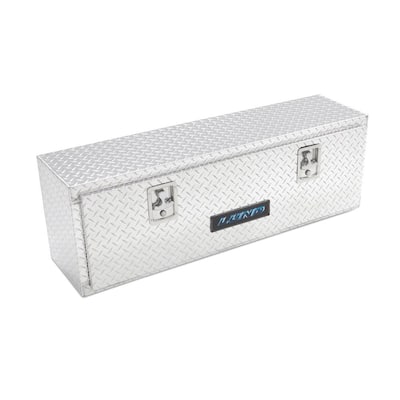 48 in Diamond Plate Aluminum Full Size Top Mount Truck Tool Box with mounting hardware and keys included, Silver