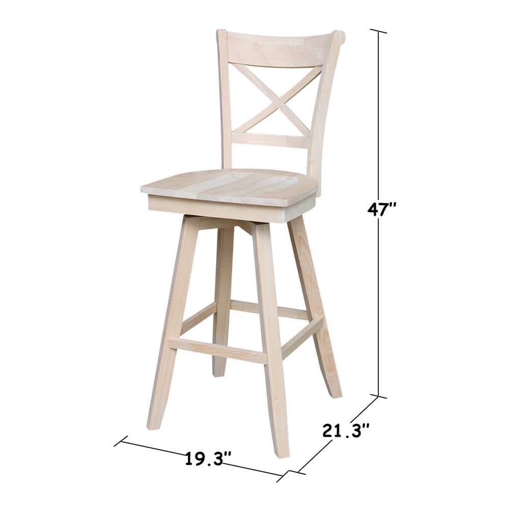 Charlotte 24" Unfinished Solid Wood Swivel Counter Height Stool