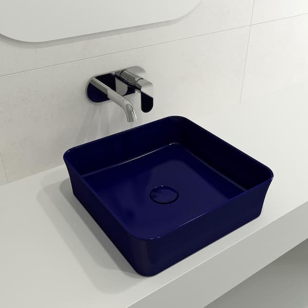 Sottile 15.25 in. Sapphire Blue Fireclay Rectangular Vessel Sink