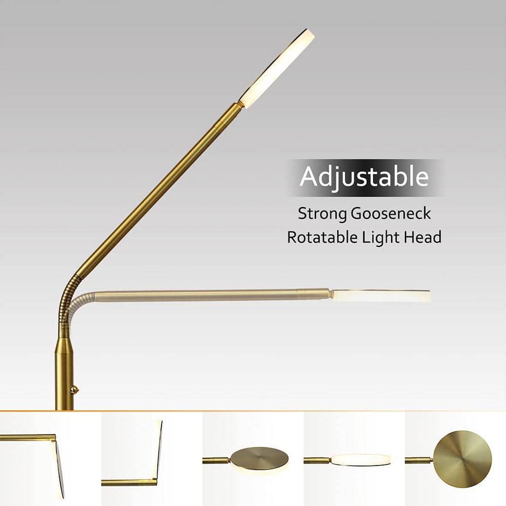 Adjustable Gold Metal LED Floor Lamp with Dimmable Light