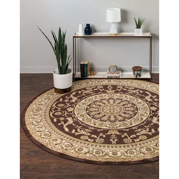 Versailles Napoleon Brown 6' 0 x 6' 0 Round Rug