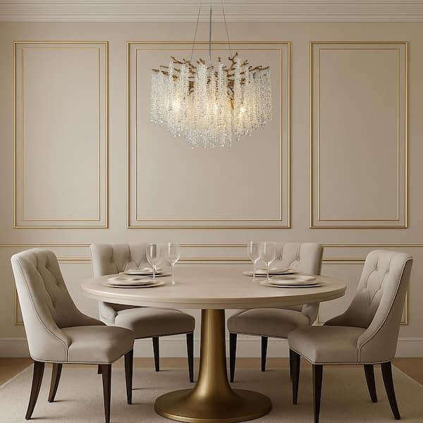 ルミナベッラMessalina SO4 peodant　chrome Rennnsan Madeline 12.59 in. 4-Light Round Chrome Drum Semi Flush