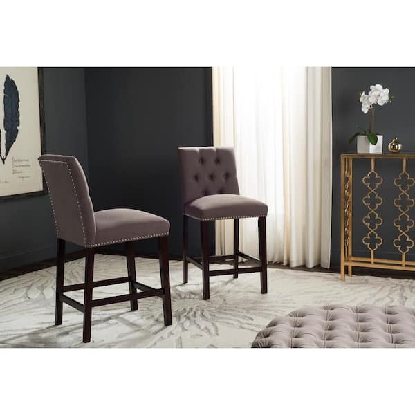 SAFAVIEH Norah 27.5 in. Dark Gray/Dark Brown Counter Stool (Set of 2)