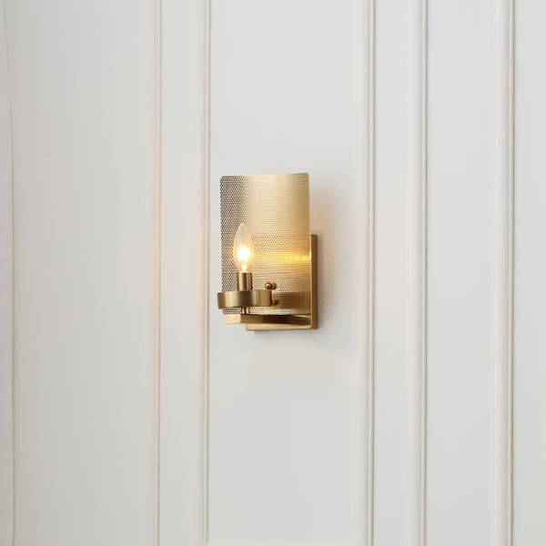 Aurelia 1-Light Brass Wall Sconce - Art Deco Style Wall Lamp with Clear Glass Shades - 6in Width