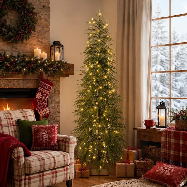 DR.Planzen 6 ft. Pre-Lit Cedar Christmas Tree Waterproof Indoor