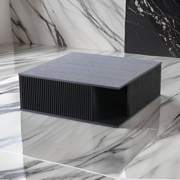 Benjara Custom Series 39 in. Black Square Wood Coffee Table with Harmonious Mid-Century Square Design