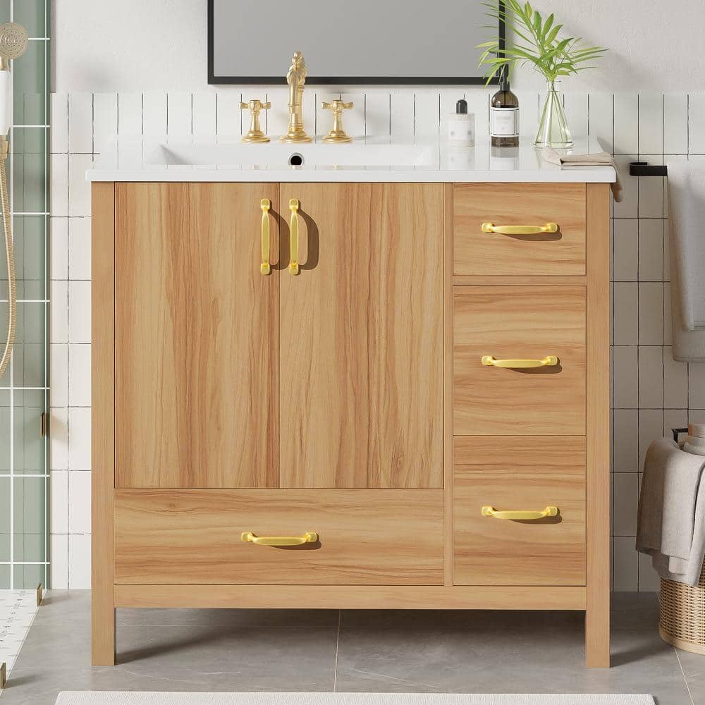36 in. W Wood Bathroom Vanity with Solid Wood Frame, 2 Soft Close Doors and Adjustable Shelf price history on PriceWatchPro